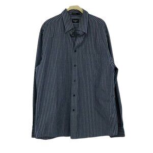 Haggar men’s dress shirt blue striped button front long sleeve Large